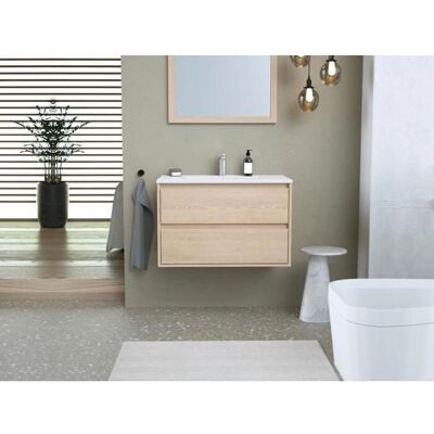MILIPAM Floating Bathroom Furniture with Sink - Natural Light - 80cm MILIPAM Floating Bathroom Furniture with Sink - Natural Light - 80cm