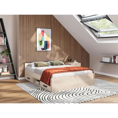Vente-unique PABLO Bett mit Stauraum - natur - 140x190cm Vente-unique PABLO Bett mit Stauraum - natur - 140x190cm
