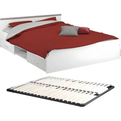 Vente-unique White Bed with Storage - 140x190 cm Vente-unique White Bed with Storage - 140x190 cm