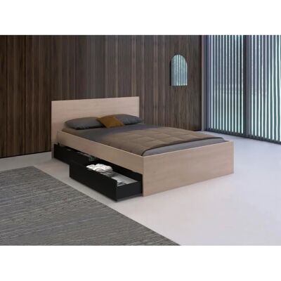 Vente-Unique Velona Bed with Drawers - Wood Finish - 140x190 cm Vente-Unique Velona Bed with Drawers - Wood Finish - 140x190 cm