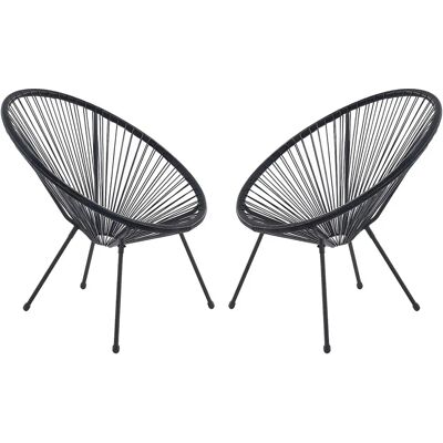 Vente-unique Ensemble de 2 fauteuils de jardin - Résine et acier, Noir, Empilables - Publicité Vente-unique Ensemble de 2 fauteuils de jardin - Résine et acier, Noir, Empilables - Publicité