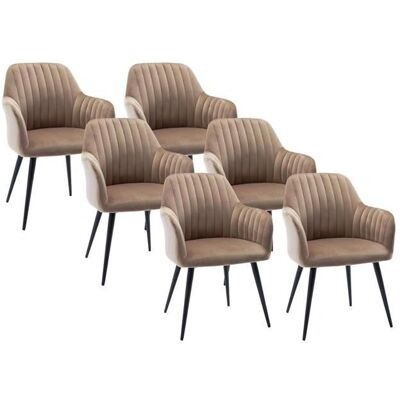 Vente-unique - Elegantes Beigen Samtalsset - 6 Stühle - Innenbereich Vente-unique - Elegantes Beigen Samtalsset - 6 Stühle - Innenbereich