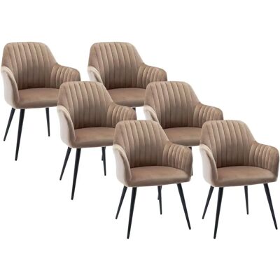 Vente-unique - Elegantes Beigen Samtalsset - 6 Stühle - Innenbereich Vente-unique - Elegantes Beigen Samtalsset - 6 Stühle - Innenbereich