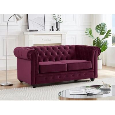 Canapé Chesterfield en Velours Vente-Unique 2 Places - Publicité Canapé Chesterfield en Velours Vente-Unique 2 Places - Publicité