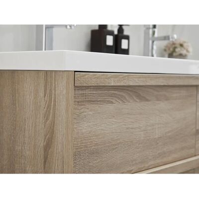 Vente-unique Quadra Bathroom Furniture - 120cm, Natural Light Vente-unique Quadra Bathroom Furniture - 120cm, Natural Light