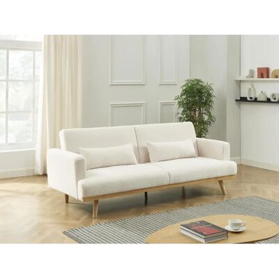 Vente-Unique Sofá-cama de Tecido Branco 3 Lugares - Sofá cama Vente-Unique Sofá-cama de Tecido Branco 3 Lugares - Sofá cama
