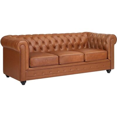 Vente-unique Chesterfield 3-Sitzer Ledersofa Kamel Vente-unique Chesterfield 3-Sitzer Ledersofa Kamel