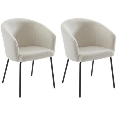 Pascal Morabito - Ensemble de 2 chaises en tissu bouclé - Crème - Chaises Pascal Morabito - Ensemble de 2 chaises en tissu bouclé - Crème - Chaises