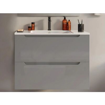 Vente-Unique Modern Hangend Badmeubel - Grijs - 80cm Vente-Unique Modern Hangend Badmeubel - Grijs - 80cm