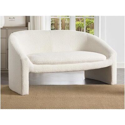 Canapé en Tissu Bouclette Blanc Ossana - Canapé 2 Places - Publicité Canapé en Tissu Bouclette Blanc Ossana - Canapé 2 Places - Publicité