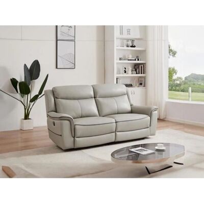 Canapé Électrique en Cuir Gris Clair 3 Places - Adelio - Publicité Canapé Électrique en Cuir Gris Clair 3 Places - Adelio - Publicité