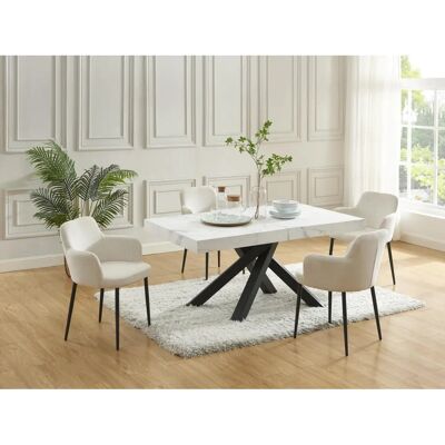 Mesa de jantar extensível Vente-unique - 6 a 10 lugares - MDF e Metal Mesa de jantar extensível Vente-unique - 6 a 10 lugares - MDF e Metal
