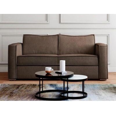 Unique Braune Samt 3-Sitzer Schlafsofa - Italienisch Klappsofa - 140cm Unique Braune Samt 3-Sitzer Schlafsofa - Italienisch Klappsofa - 140cm