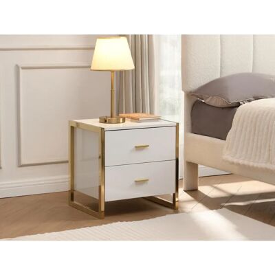 Pascal Morabito Ombrelia Nightstand - 2 Drawers MDF Gold Accent Pascal Morabito Ombrelia Nightstand - 2 Drawers MDF Gold Accent