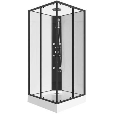 Vente-unique KIVORA Hydromasażowa kabina narożna - Biało/Czarna - 80x80x225 cm Vente-unique KIVORA Hydromasażowa kabina narożna - Biało/Czarna - 80x80x225 cm