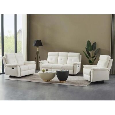 Vente-unique Canapé en Cuir Blanc 3 Places et Fauteuil - Publicité Vente-unique Canapé en Cuir Blanc 3 Places et Fauteuil - Publicité