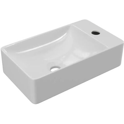 Lavabo en céramique blanche mural - 38x10x22cm - eraval ii - Publicité Lavabo en céramique blanche mural - 38x10x22cm - eraval ii - Publicité