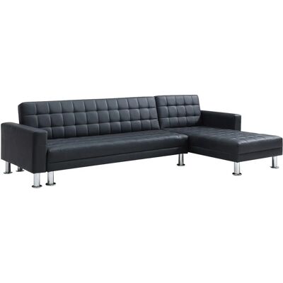 Canapé d'angle réversible Willis - Simili cuir noir - Convertible - Salon - Publicité Canapé d'angle réversible Willis - Simili cuir noir - Convertible - Salon - Publicité