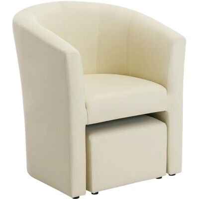 Fauteuil et Pouf Beige JOVANA - Style Classique - Publicité Fauteuil et Pouf Beige JOVANA - Style Classique - Publicité
