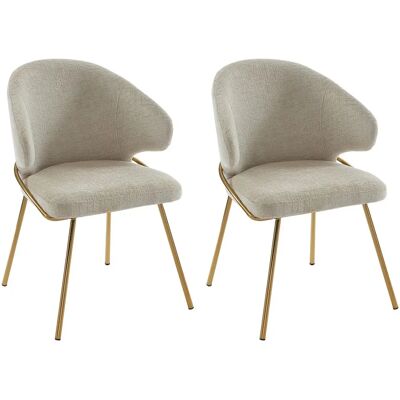 Conjunto de 2 sillas beige de poliéster y metal Conjunto de 2 sillas beige de poliéster y metal