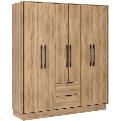 Guarda-roupa Feova - L162 cm, Natural, 6 Portas Guarda-roupa Feova - L162 cm, Natural, 6 Portas