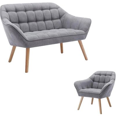 VENTE-UNICA Caserta Sofa-Set - Grau - Skandinavischer Stil VENTE-UNICA Caserta Sofa-Set - Grau - Skandinavischer Stil