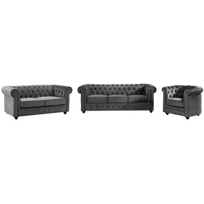 Sofá Chesterfield de Terciopelo Vente-unique - 3/2/1 Plazas - Diseño Clásico Sofá Chesterfield de Terciopelo Vente-unique - 3/2/1 Plazas - Diseño Clásico