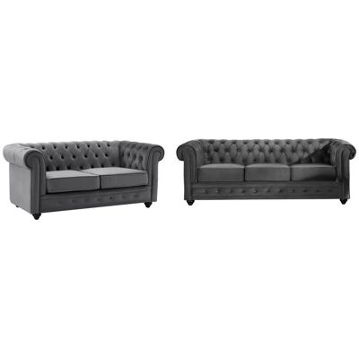 Sofá Chesterfield de Terciopelo Único - 3 y 2 Plazas Sofá Chesterfield de Terciopelo Único - 3 y 2 Plazas