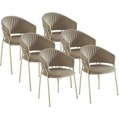 Pascal Morabito - Lote de 6 sillas de terciopelo beige - Interiores modernos Pascal Morabito - Lote de 6 sillas de terciopelo beige - Interiores modernos
