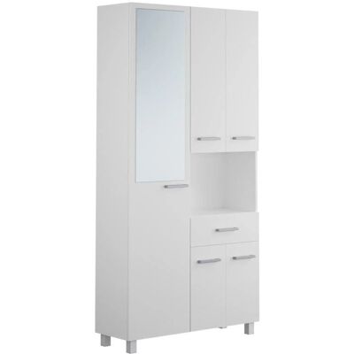 MINELA 180cm Badezimmer Schrank mit Spiegel - Weiß MINELA 180cm Badezimmer Schrank mit Spiegel - Weiß