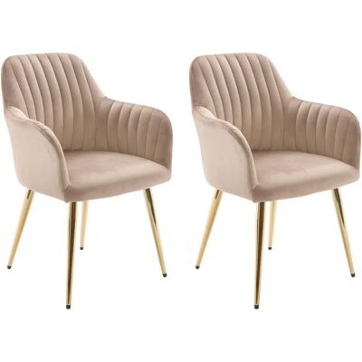 Vente-unique Modelo ELEANA Sillas de Terciopelo Beige 2-6 - Silla Vente-unique Modelo ELEANA Sillas de Terciopelo Beige 2-6 - Silla