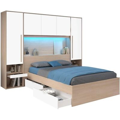 Lit Velona avec Rangement et LEDs - 140x190cm Lit Velona avec Rangement et LEDs - 140x190cm