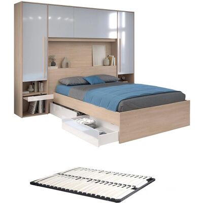 Vente-unique Bett mit Stauraum - Natur & Weiß - 140x190 cm Vente-unique Bett mit Stauraum - Natur & Weiß - 140x190 cm