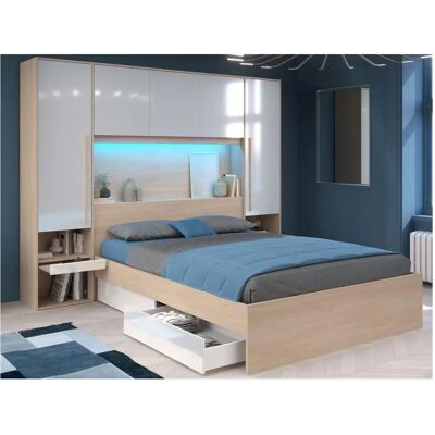Lit Velona avec LED - 160x200cm, rangement, matelas - Publicité Lit Velona avec LED - 160x200cm, rangement, matelas - Publicité
