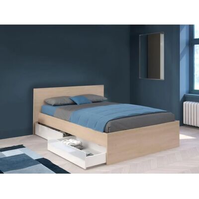 Vente-unique Bed with 2 Drawers - 140x190 cm - Modern & Eco-Friendly Vente-unique Bed with 2 Drawers - 140x190 cm - Modern & Eco-Friendly