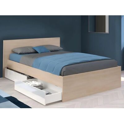 Vente-unique Velona Natur & Weiß 140x190 Bett - Stauraum Vente-unique Velona Natur & Weiß 140x190 Bett - Stauraum