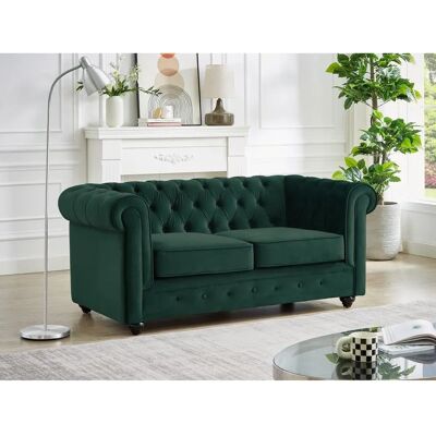 Sofá Chesterfield de Terciopelo Verde 2 Plazas - Sofá Sofá Chesterfield de Terciopelo Verde 2 Plazas - Sofá