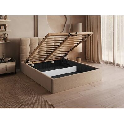 Pascal Morabito Beiges Samtbettschlafbett mit Stauraum - 140x190cm - Modernes Design Pascal Morabito Beiges Samtbettschlafbett mit Stauraum - 140x190cm - Modernes Design