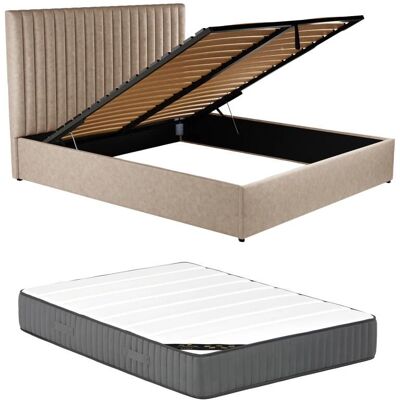 Sofá-cama bege com espaço de armazenamento - 160x200 cm Sofá-cama bege com espaço de armazenamento - 160x200 cm