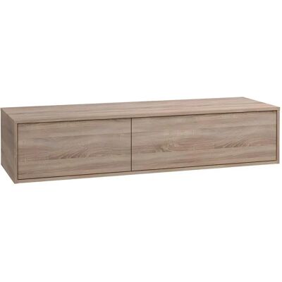 Vente-unique ISAURE II Wall-mounted bathroom cabinet - Natural light, 2 drawers, 150x47x32 cm Vente-unique ISAURE II Wall-mounted bathroom cabinet - Natural light, 2 drawers, 150x47x32 cm