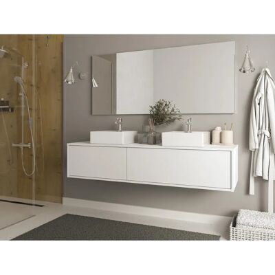 Vente-unique White Bathroom Furniture with Double Sinks - 150cm - Isaure II Vente-unique White Bathroom Furniture with Double Sinks - 150cm - Isaure II