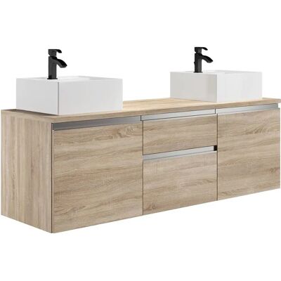 Vente-unique Meubles de salle de bain Jimena - 2 Lavabos - Chêne Clair - 150cm - Publicité Vente-unique Meubles de salle de bain Jimena - 2 Lavabos - Chêne Clair - 150cm - Publicité