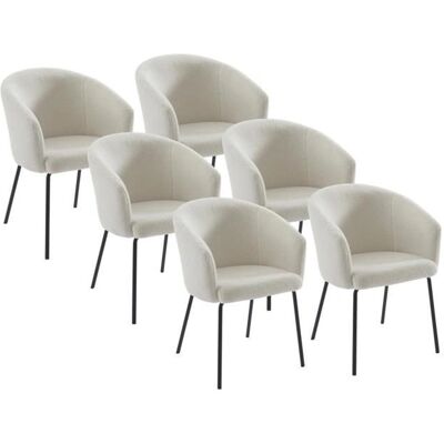 Pascal Morabito - Set aus 6 Bouclé-Stühlen - Creme - Stuhl Pascal Morabito - Set aus 6 Bouclé-Stühlen - Creme - Stuhl