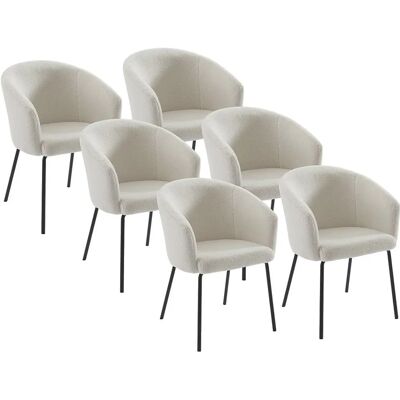 Pascal Morabito - Juego de 6 sillas de tela bouclé - Crema - Silla Pascal Morabito - Juego de 6 sillas de tela bouclé - Crema - Silla