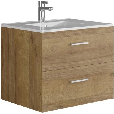 Vente-unique Kayla Bathroom Furniture - 60cm, Natural Light, Wall-Mounted Vente-unique Kayla Bathroom Furniture - 60cm, Natural Light, Wall-Mounted