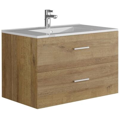 Vente-unique Meuble de salle de bain Kayla - 80cm, Naturel Clair, Suspendu Vente-unique Meuble de salle de bain Kayla - 80cm, Naturel Clair, Suspendu