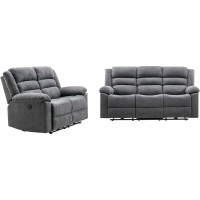 Vente-Unique Grijze Elektrische Relaxbank 3 & 2 Zitplaatsen Vente-Unique Grijze Elektrische Relaxbank 3 & 2 Zitplaatsen