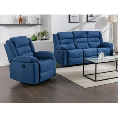 Vente-Unique Canapé et Fauteuil Relax Électrique Bleu - Publicité Vente-Unique Canapé et Fauteuil Relax Électrique Bleu - Publicité