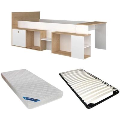 Lit Paloma avec Bureau et Rangement - 90x200cm - Publicité Lit Paloma avec Bureau et Rangement - 90x200cm - Publicité