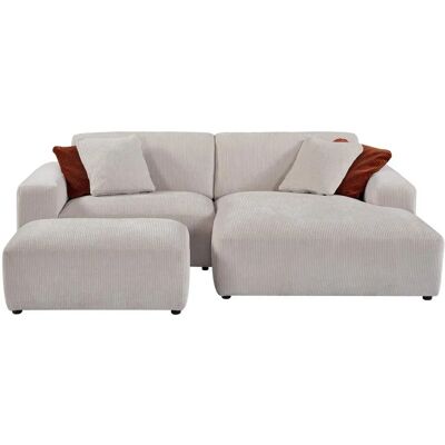 Maison Céphy Samt Ecksofa TIRONO - Sofá esquinero derecho y chaise longue de terciopelo acanalado beige Maison Céphy Samt Ecksofa TIRONO - Sofá esquinero derecho y chaise longue de terciopelo acanalado beige